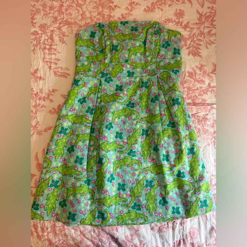 Lilly pulitzer alligator strapless dress.
